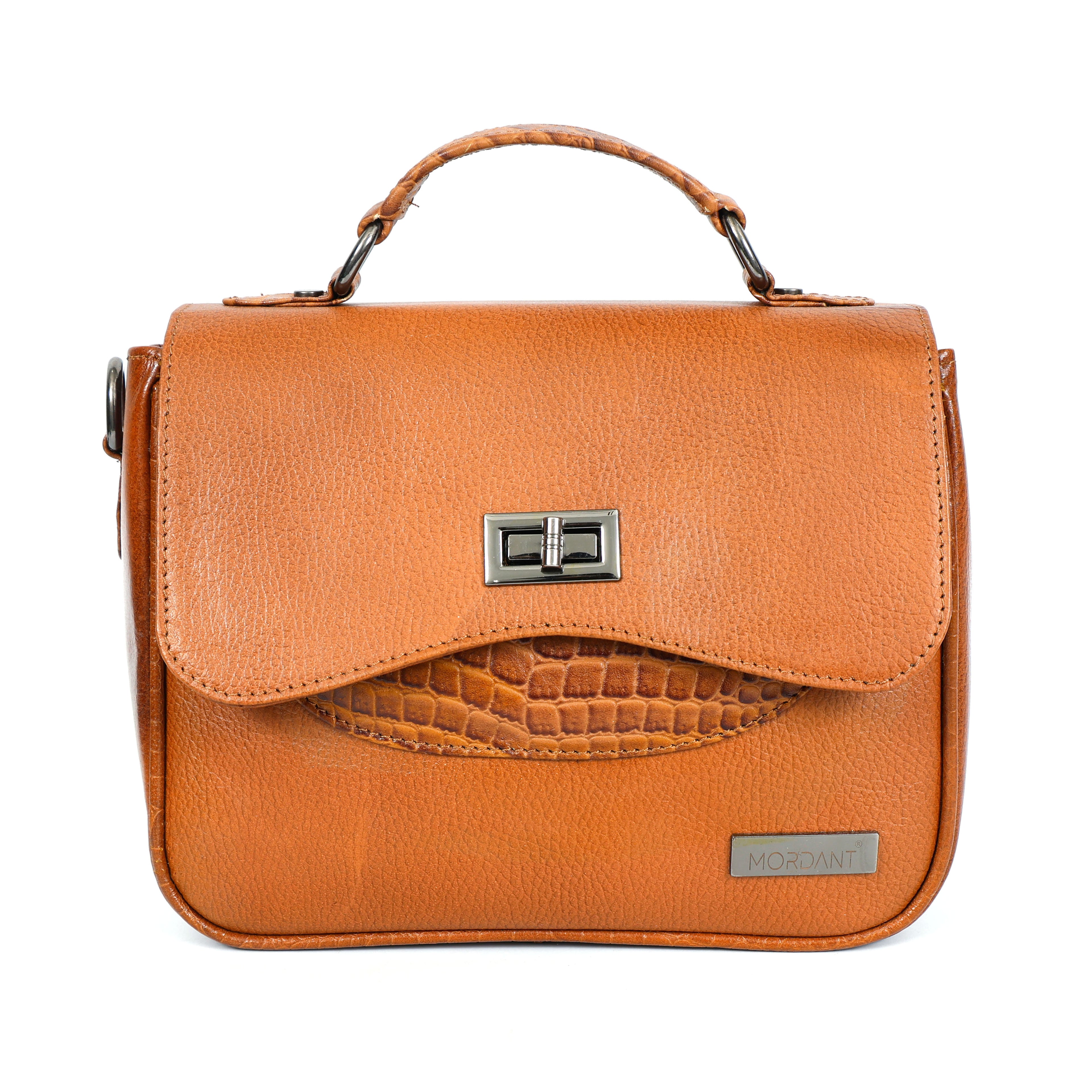 Genuine Leather Handbag for Women With Detachable Sling