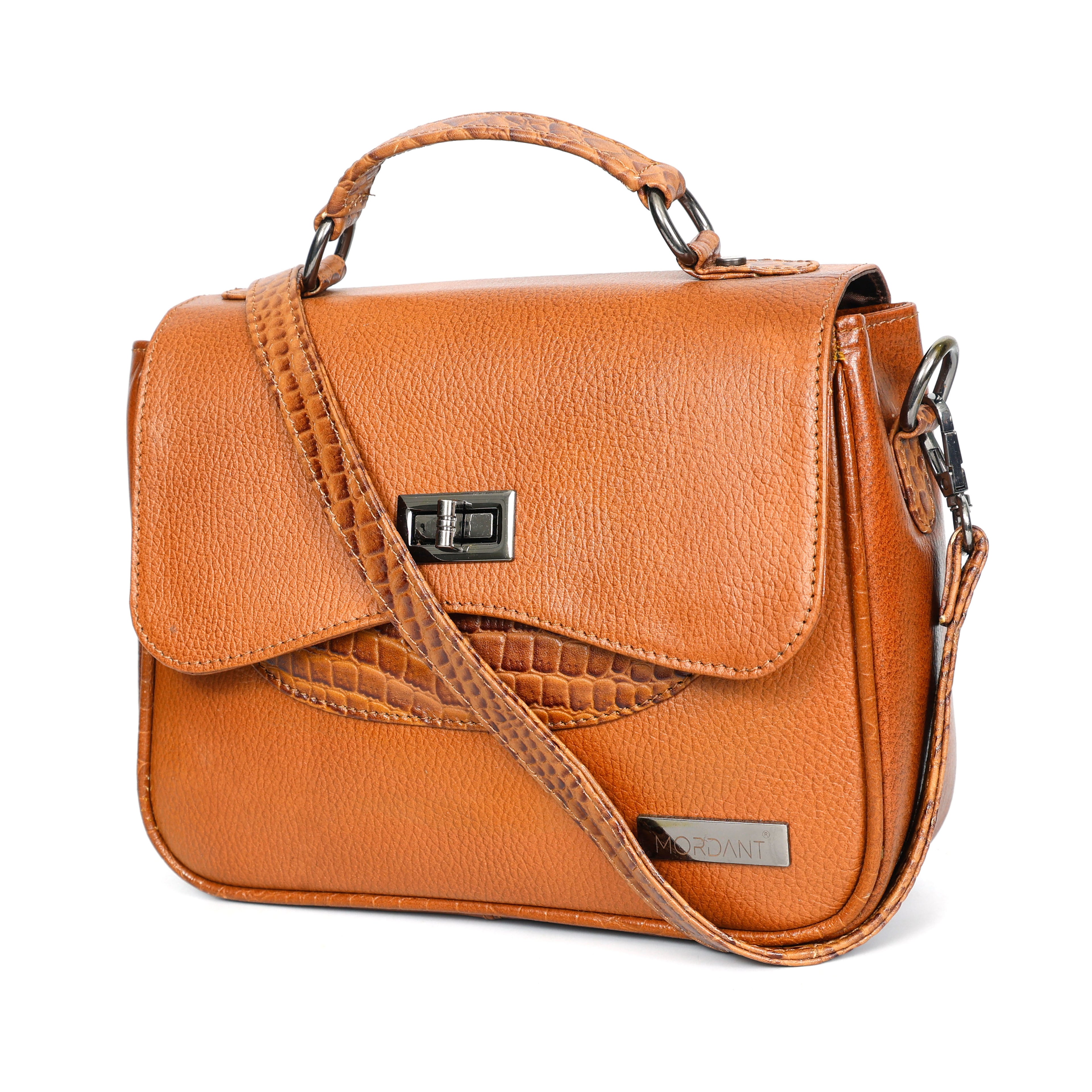 Genuine Leather Handbag for Women With Detachable Sling