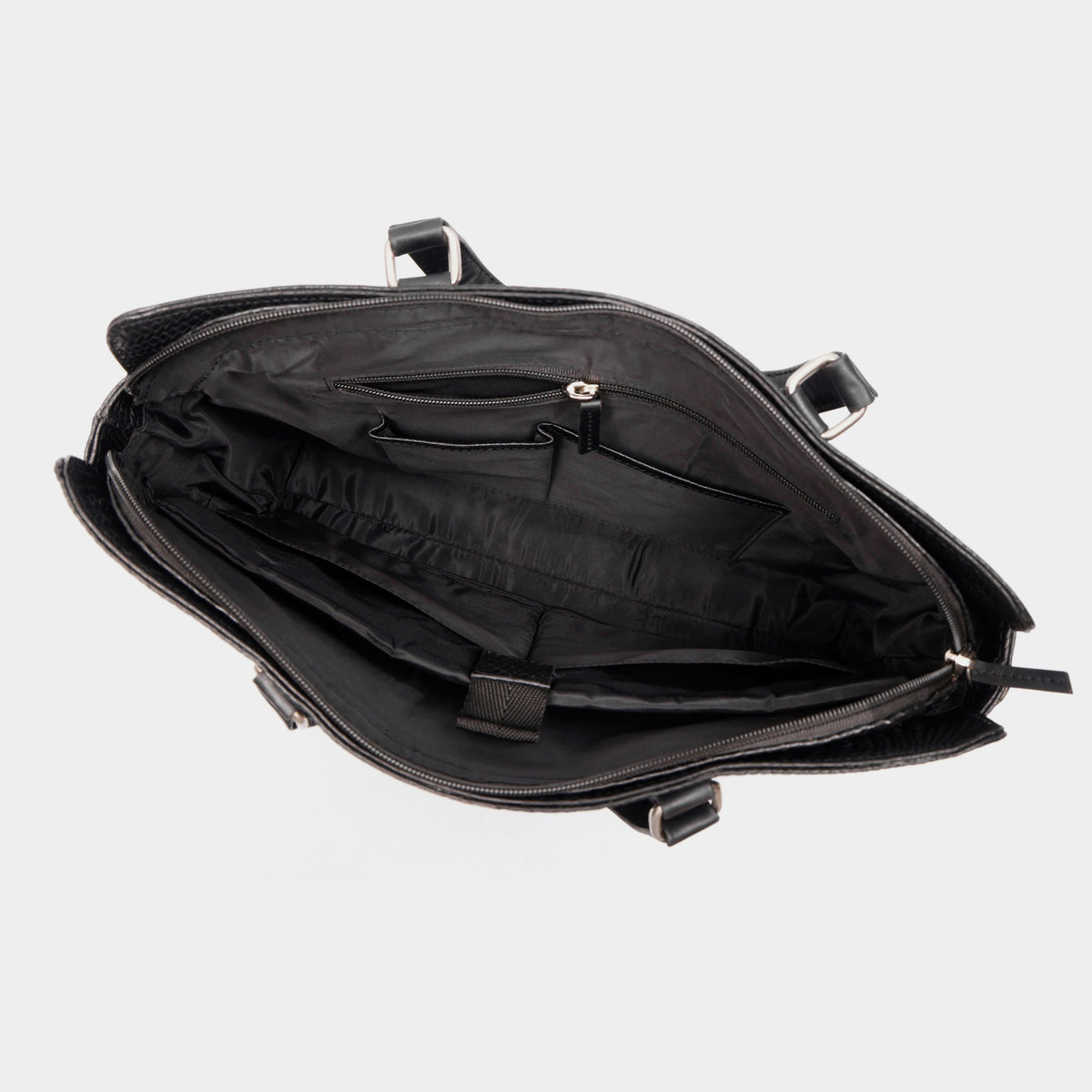 Genuine Leather high end Woven Office Laptop Bag Black MORDANT
