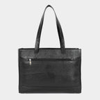 Premium Black Genuine Leather Laptop Tote Bag for Women | Elegant Croc-Textured Work Handbag | Mordant