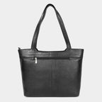 Mordant Black Premium Genuine Leather Laptop Tote Bag (Grain & Croc-Print)