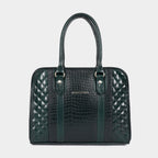 Mordant Green Executive Genuine Leather Women's Satchel Handbag – Croc & Quilt Edition