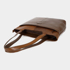 Mordant Walnut Brown Premium Genuine Leather Laptop Tote Bag (Grain & Croc-Print)