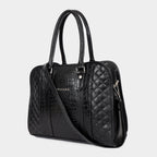 Mordant Black Executive Genuine Leather Women's Satchel Handbag – Croc & Quilt Edition