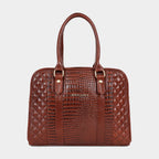 Mordant Brown Executive Genuine Leather Women's Satchel Handbag – Croc & Quilt Edition