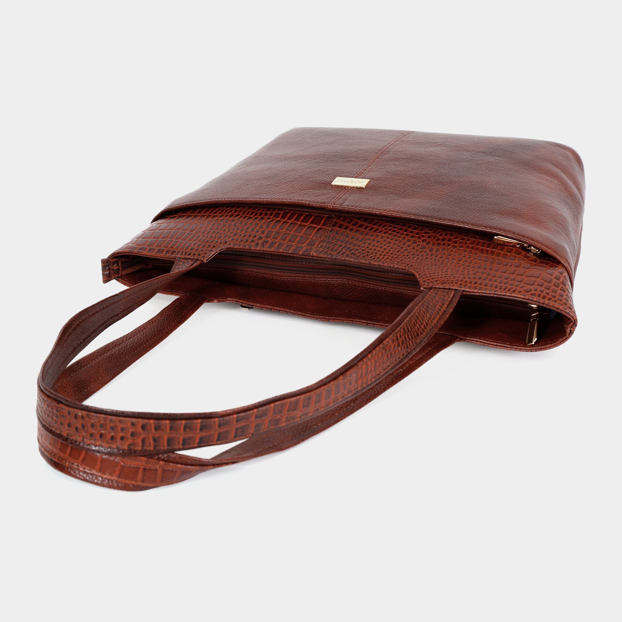 Premium Brown Office Genuine Leather Laptop Tote Bag for Women |  MORDANT