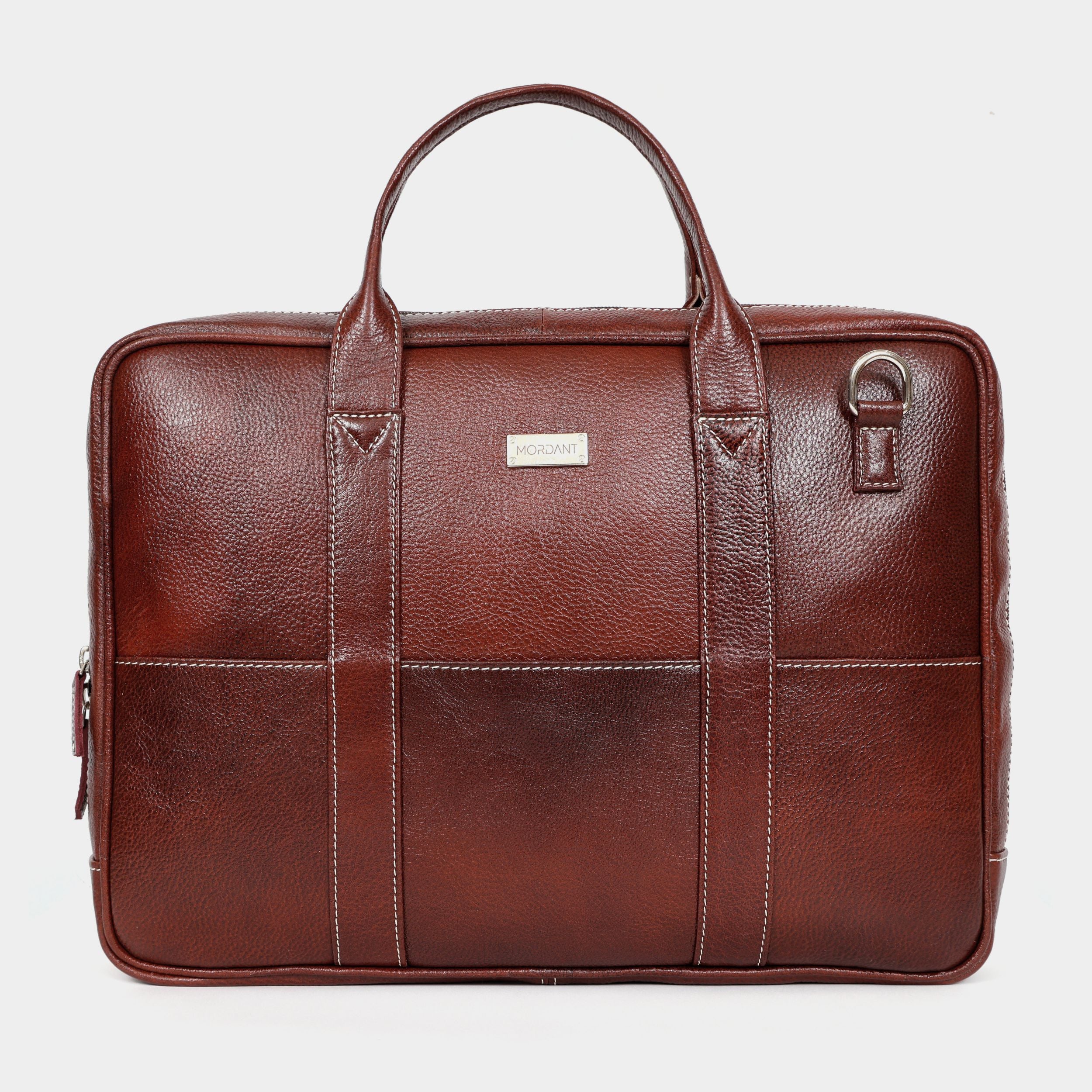 Mordant Brown Genuine Leather Business Laptop Bag for Men & Women