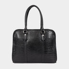 Mordant Black Executive Genuine Leather Women's Satchel Handbag – Croc & Quilt Edition