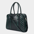 Mordant Green Executive Genuine Leather Women's Satchel Handbag – Croc & Quilt Edition