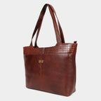 Premium Brown Office Genuine Leather Laptop Tote Bag for Women |  MORDANT