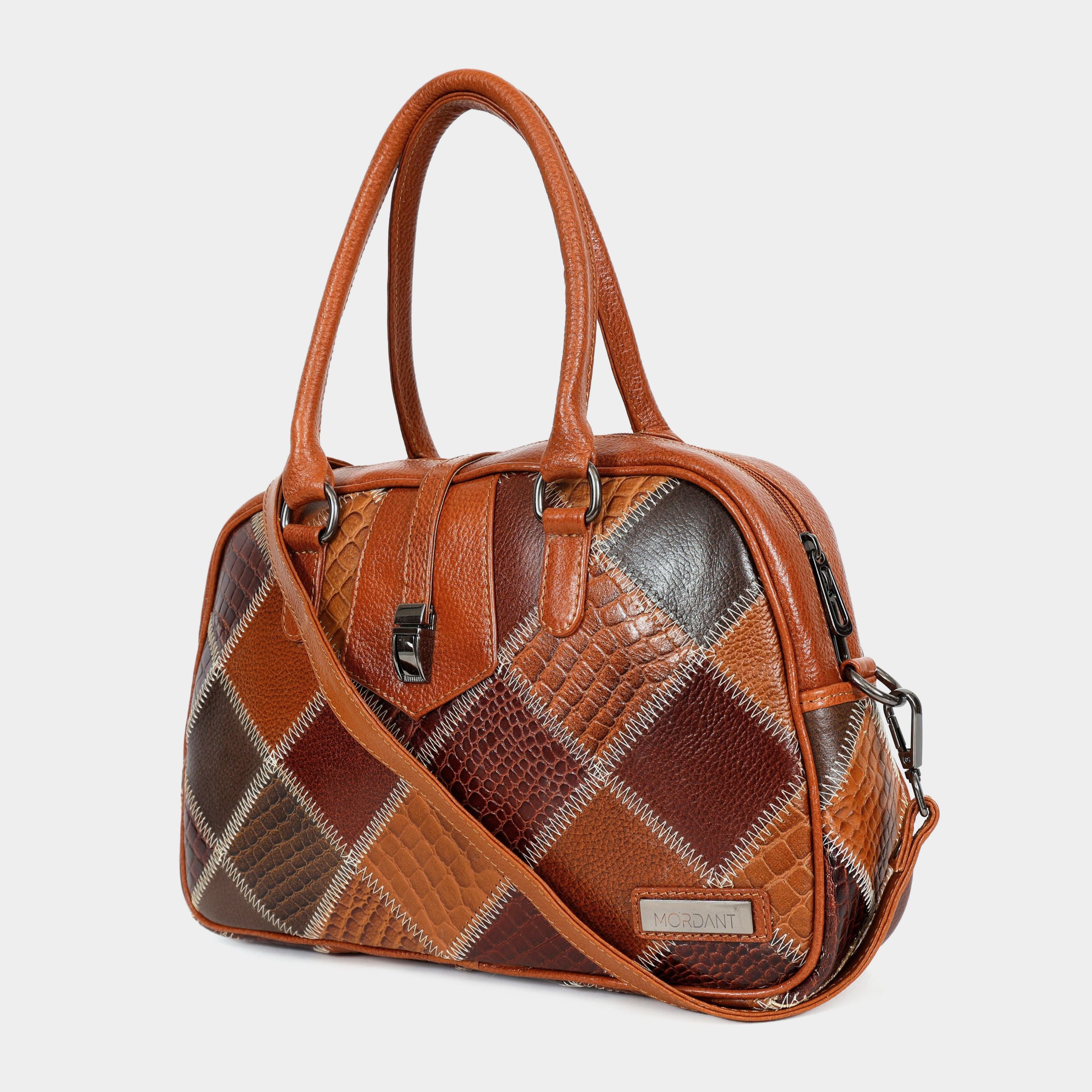 Artisanal Multi-Patchwork Genuine Leather Handbag |Mordant