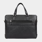 Genuine Leather high end Woven Office Laptop Bag Black MORDANT