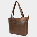 Mordant Walnut Brown Premium Genuine Leather Laptop Tote Bag (Grain & Croc-Print)