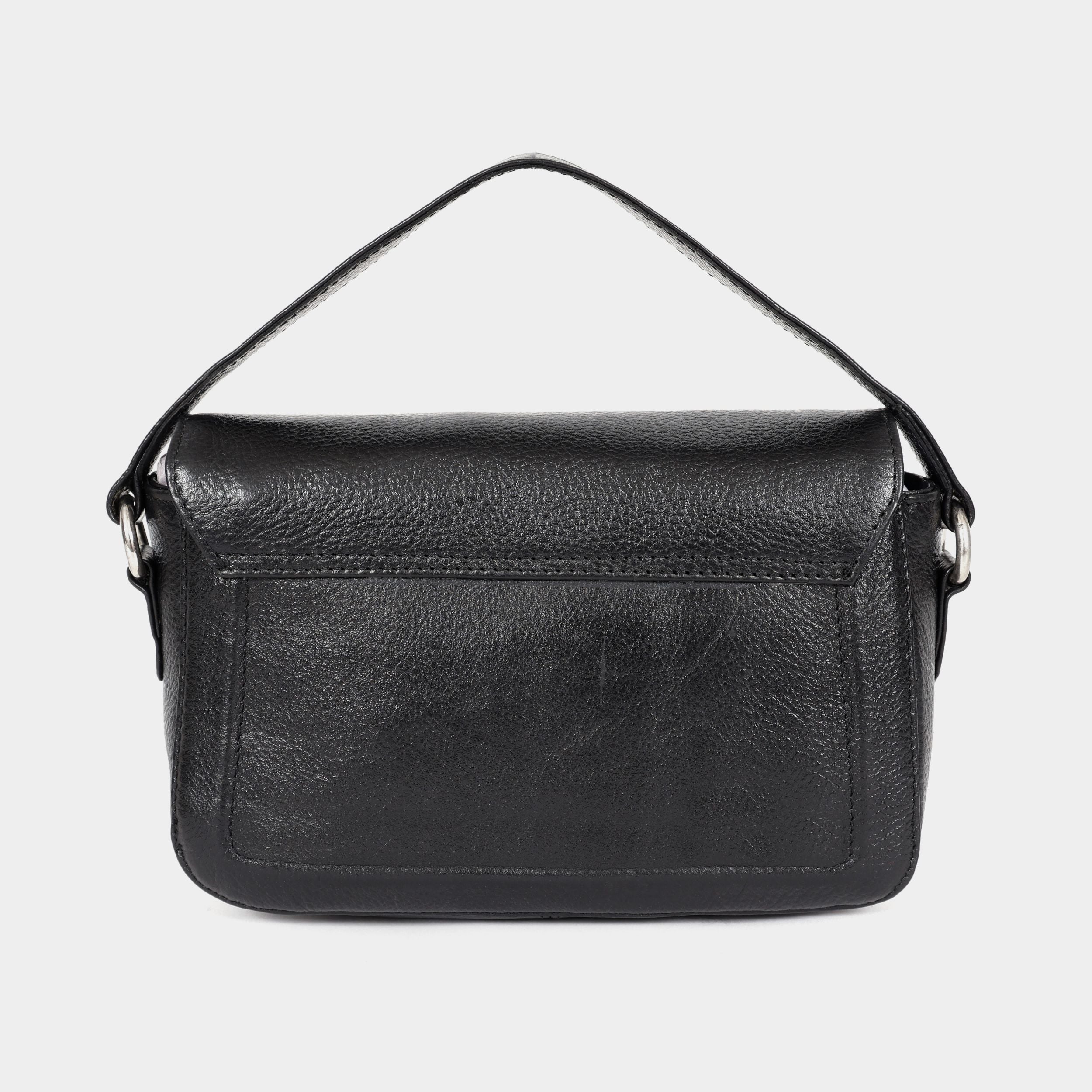 Mordant Black Genuine Leather Crossbody Bag | Luxury Women's Handbag