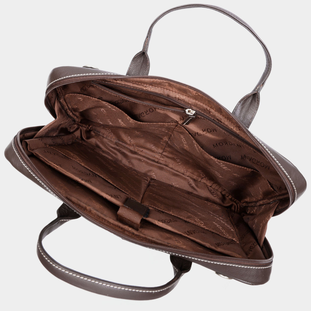 Mordant Coffee Brown Genuine Leather Business Laptop Bag for Men & Women