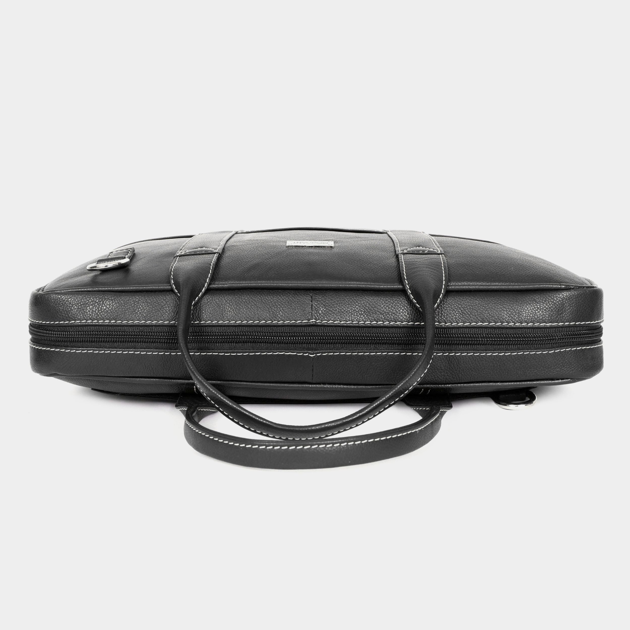 Mordant Black Genuine Leather Business Laptop Bag for Men & Women
