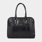 Mordant Black Executive Genuine Leather Women's Satchel Handbag – Croc & Quilt Edition