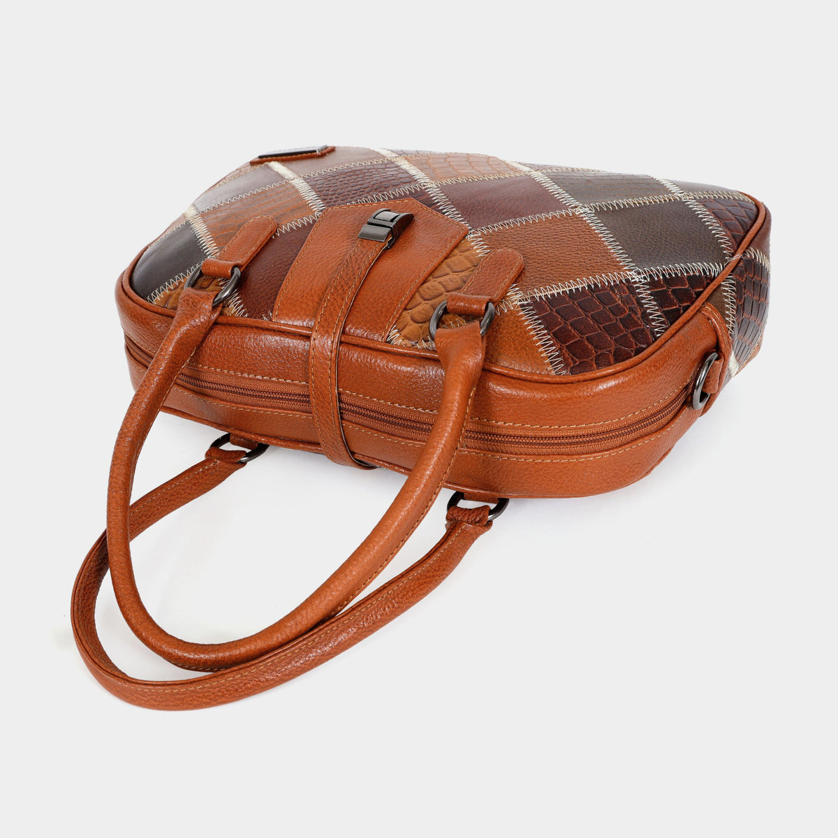 Artisanal Multi-Patchwork Genuine Leather Handbag |Mordant
