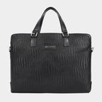 Genuine Leather high end Woven Office Laptop Bag Black MORDANT