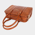 Mordant Tan Executive Genuine Leather Women's Satchel Handbag – Croc & Quilt Edition
