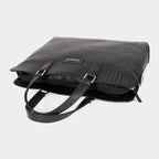Genuine Leather high end Woven Office Laptop Bag Black MORDANT