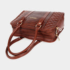 Mordant Brown Executive Genuine Leather Women's Satchel Handbag – Croc & Quilt Edition
