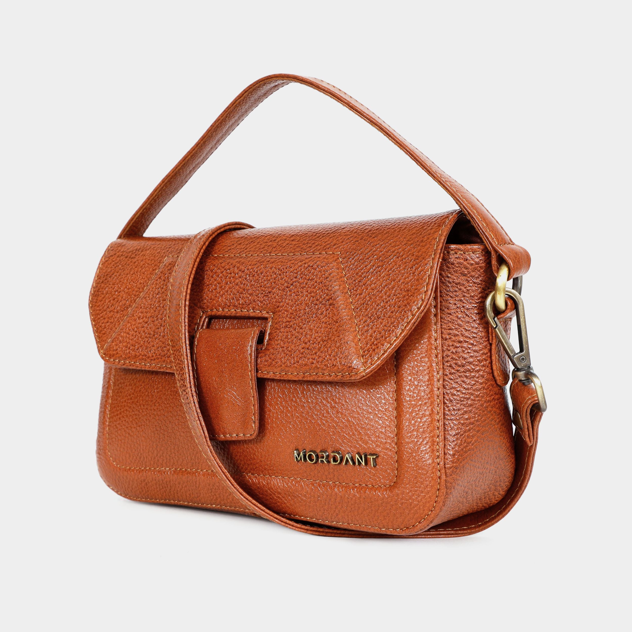 Mordant Tan Genuine Leather Crossbody Bag | Luxury Women's Handbag