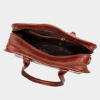 Mordant Brown Executive Genuine Leather Women's Satchel Handbag – Croc & Quilt Edition
