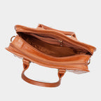 Mordant Tan Executive Genuine Leather Women's Satchel Handbag – Croc & Quilt Edition