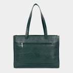 Premium Green Genuine Leather Laptop Tote Bag for Women | Elegant Croc-Textured Work Handbag |Mordant
