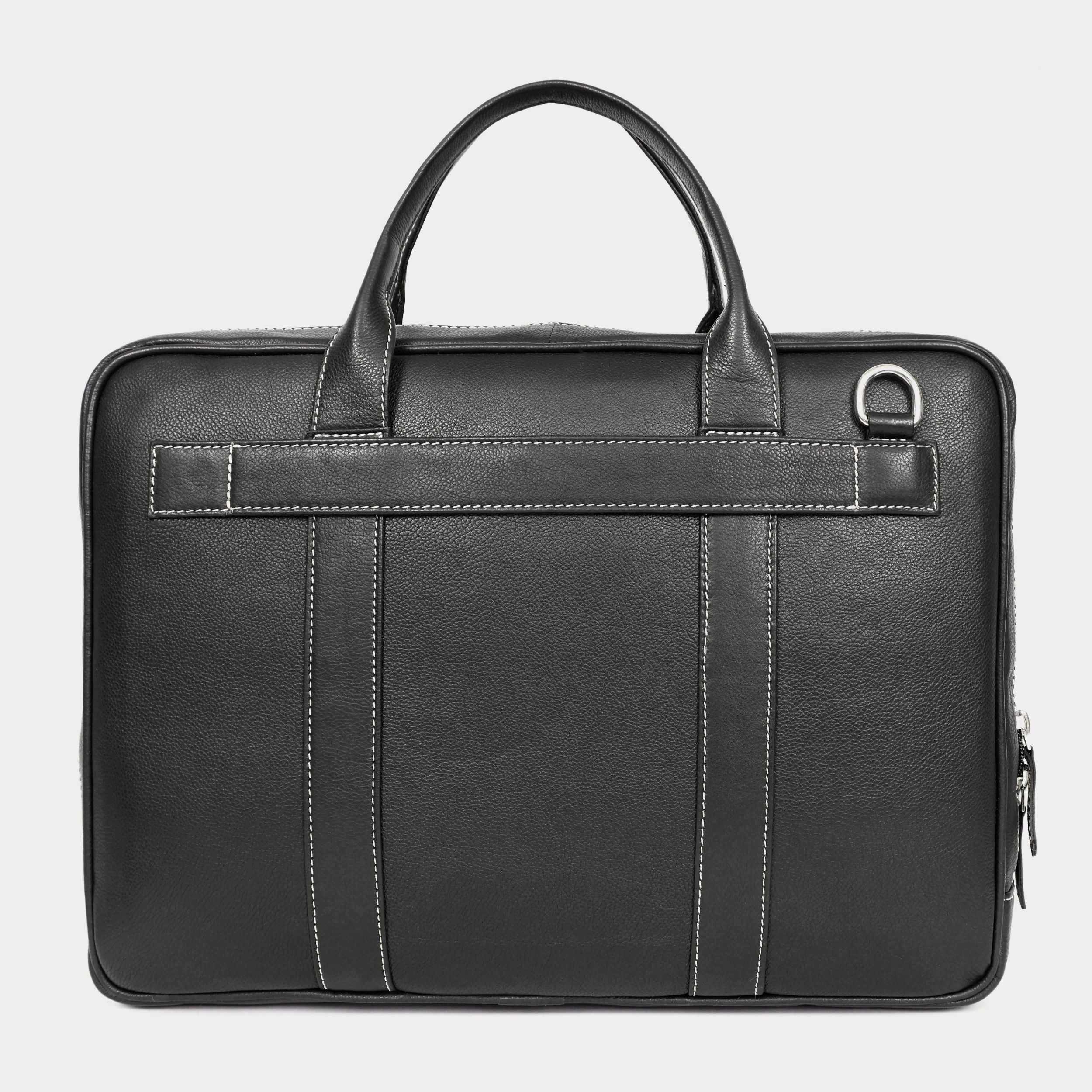 Mordant Black Genuine Leather Business Laptop Bag for Men & Women
