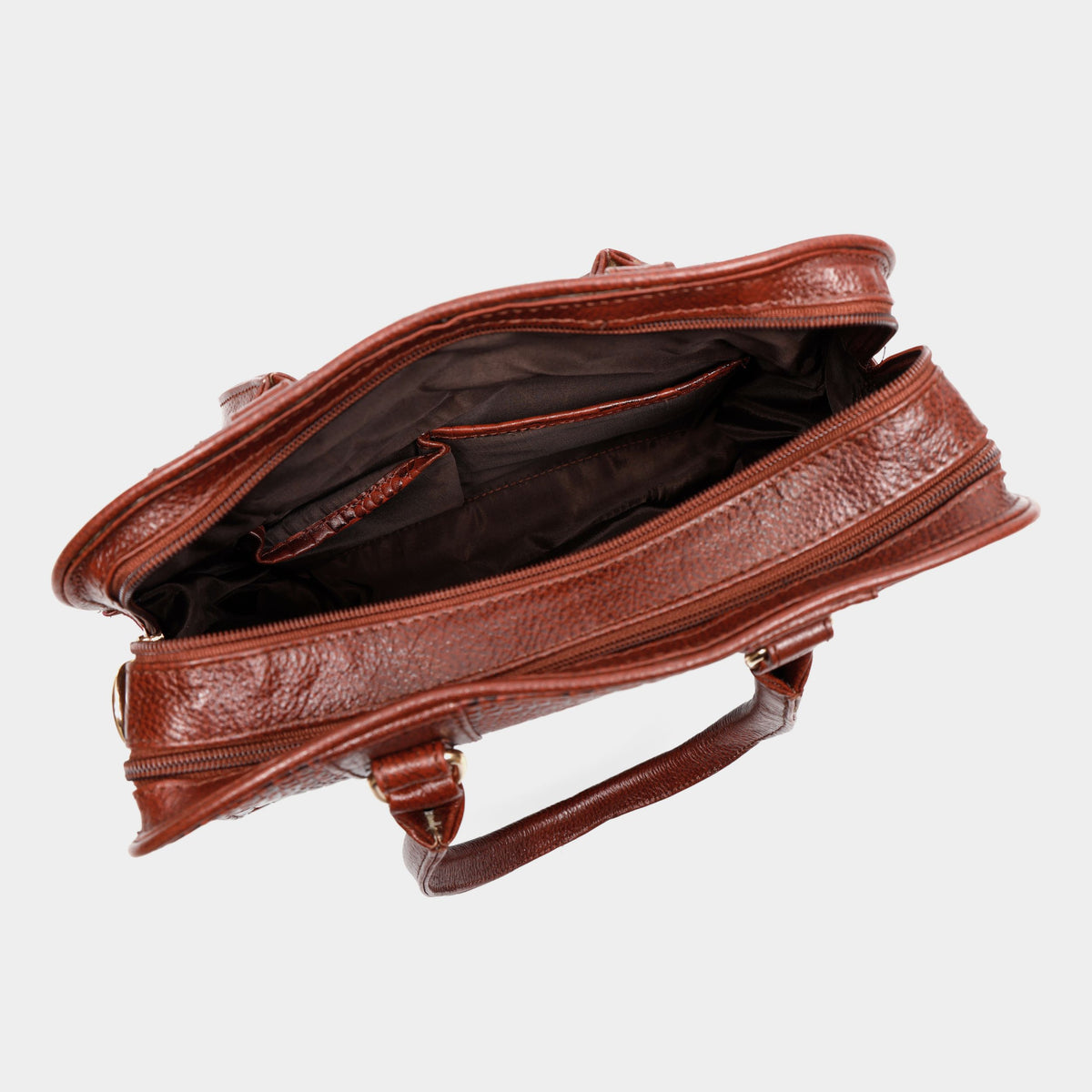 Mordant Brown Executive Genuine Leather Women's Satchel Handbag – Croc & Quilt Edition