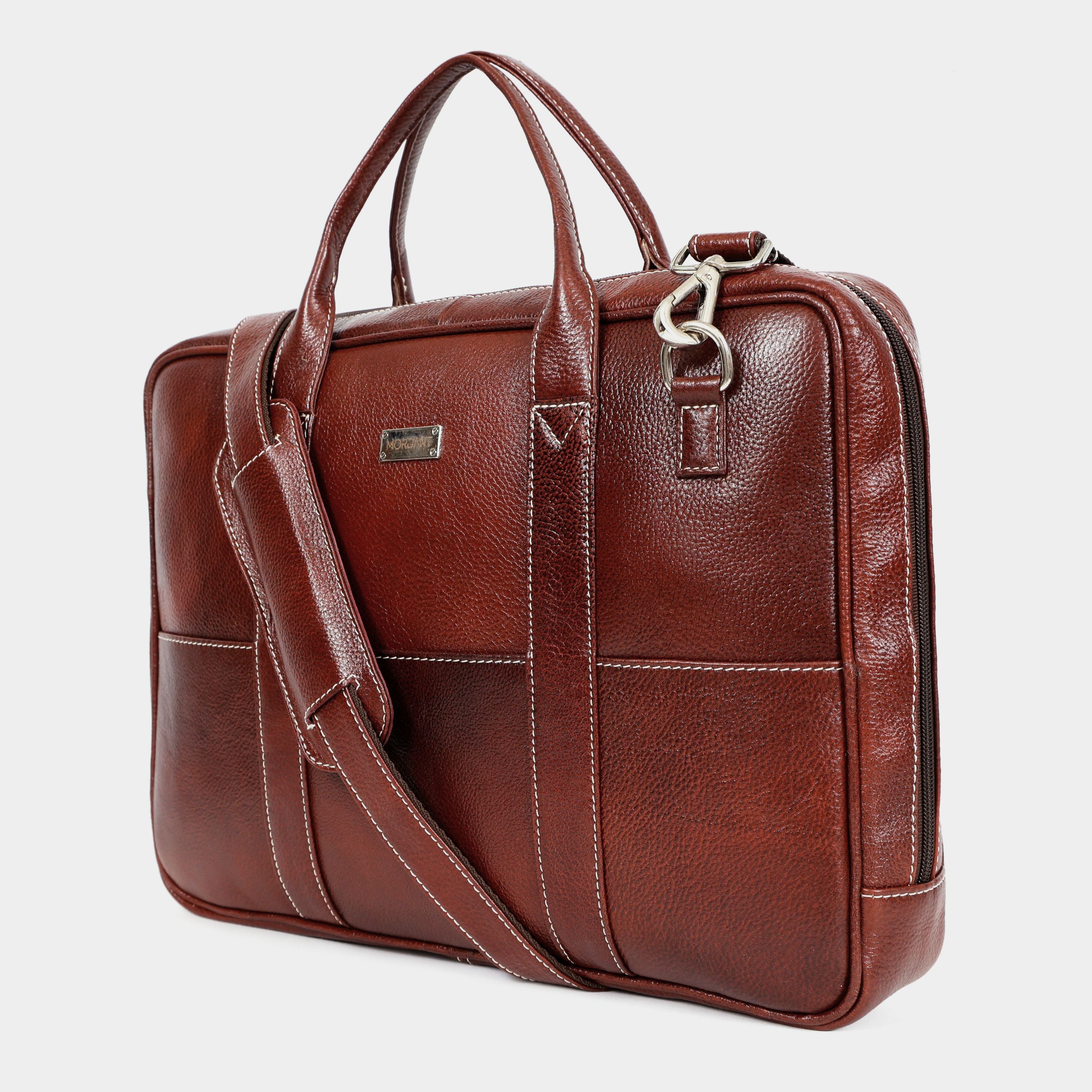 Mordant Brown Genuine Leather Business Laptop Bag for Men & Women