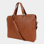 Genuine Leather high end Woven Office Laptop Bag Black MORDANT