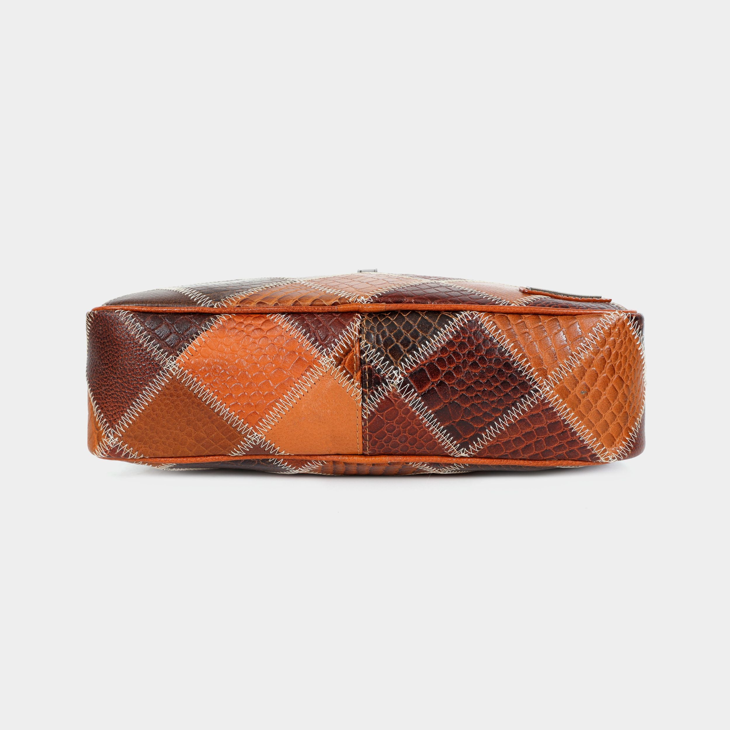 Artisanal Multi-Patchwork Genuine Leather Handbag |Mordant