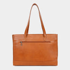Premium Tan Genuine Leather Laptop Tote Bag for Women | Elegant Croc-Textured Work Handbag | Mordant g