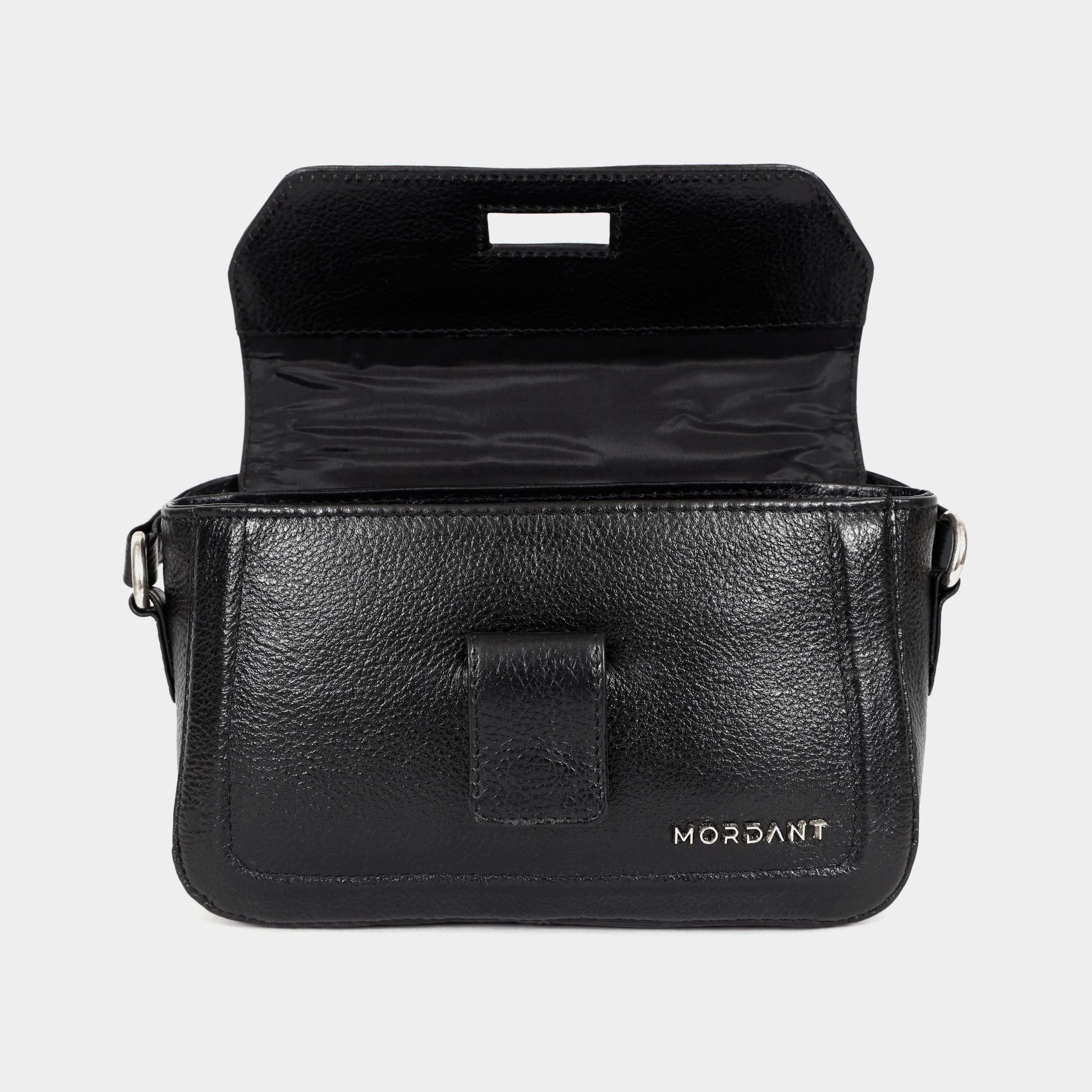 Mordant Black Genuine Leather Crossbody Bag | Luxury Women's Handbag
