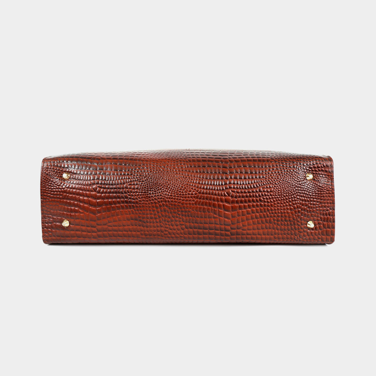 Premium Brown Genuine Leather Laptop Tote Bag for Women | Elegant Croc-Textured Work Handbag | Mordant