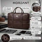 Mordant Coffee Brown Genuine Leather Business Laptop Bag for Men & Women