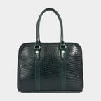 Mordant Green Executive Genuine Leather Women's Satchel Handbag – Croc & Quilt Edition