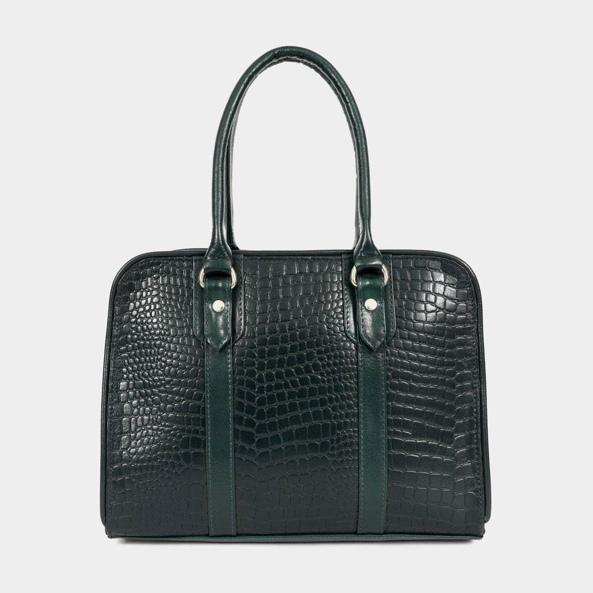 Mordant Green Executive Genuine Leather Women's Satchel Handbag – Croc & Quilt Edition