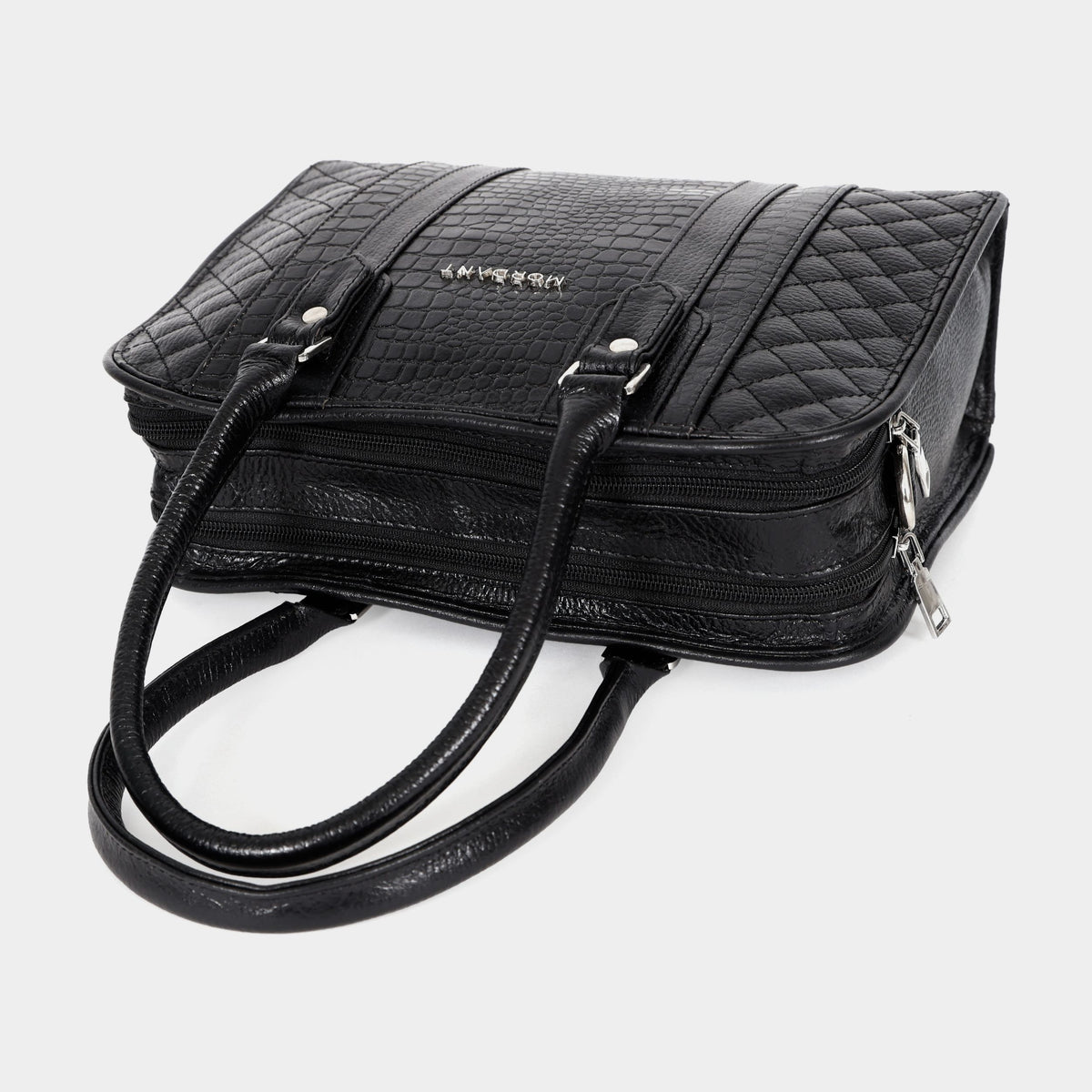 Mordant Black Executive Genuine Leather Women's Satchel Handbag – Croc & Quilt Edition