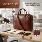 Mordant Brown Genuine Leather Business Laptop Bag for Men & Women