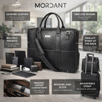 Mordant Black Genuine Leather Business Laptop Bag for Men & Women