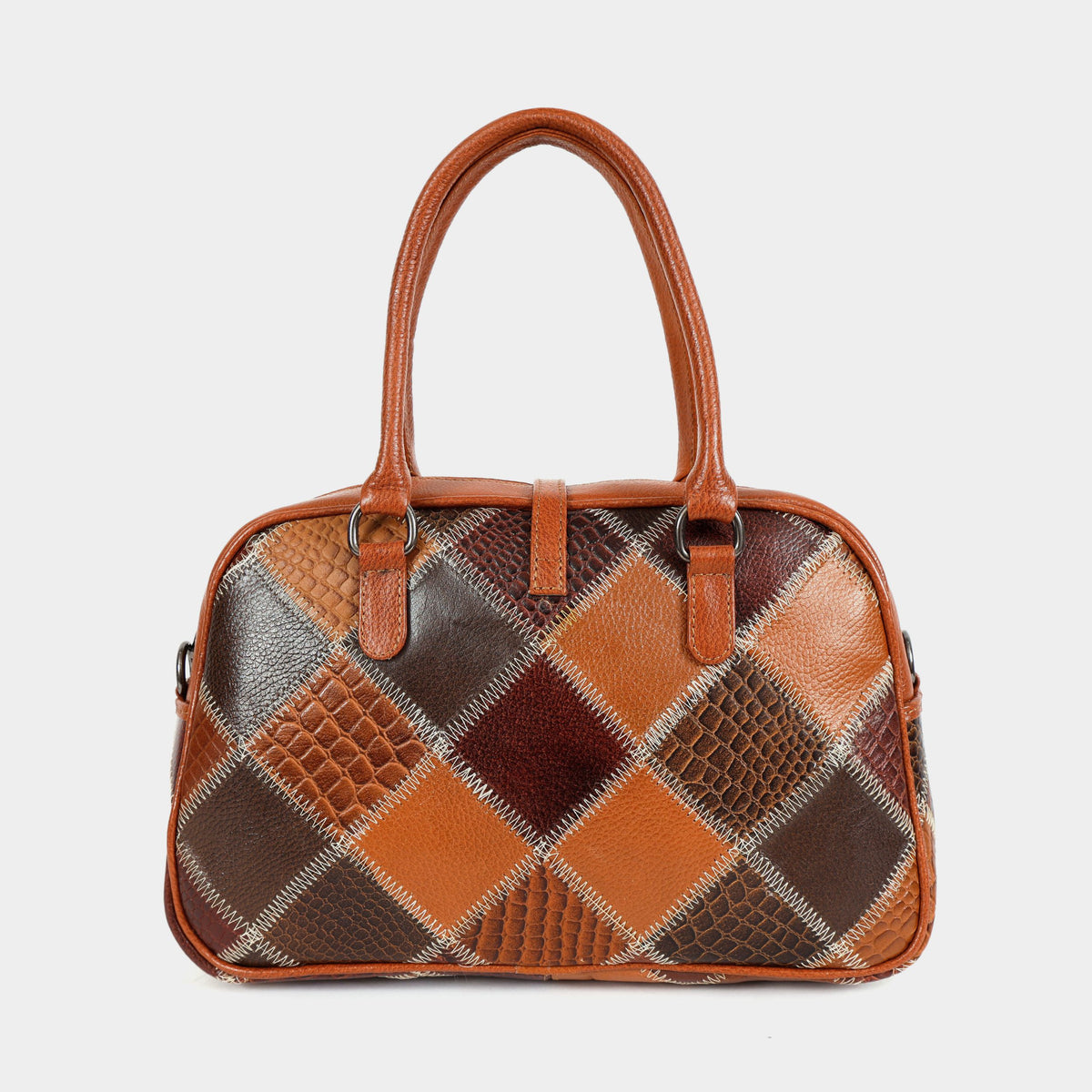 Artisanal Multi-Patchwork Genuine Leather Handbag |Mordant