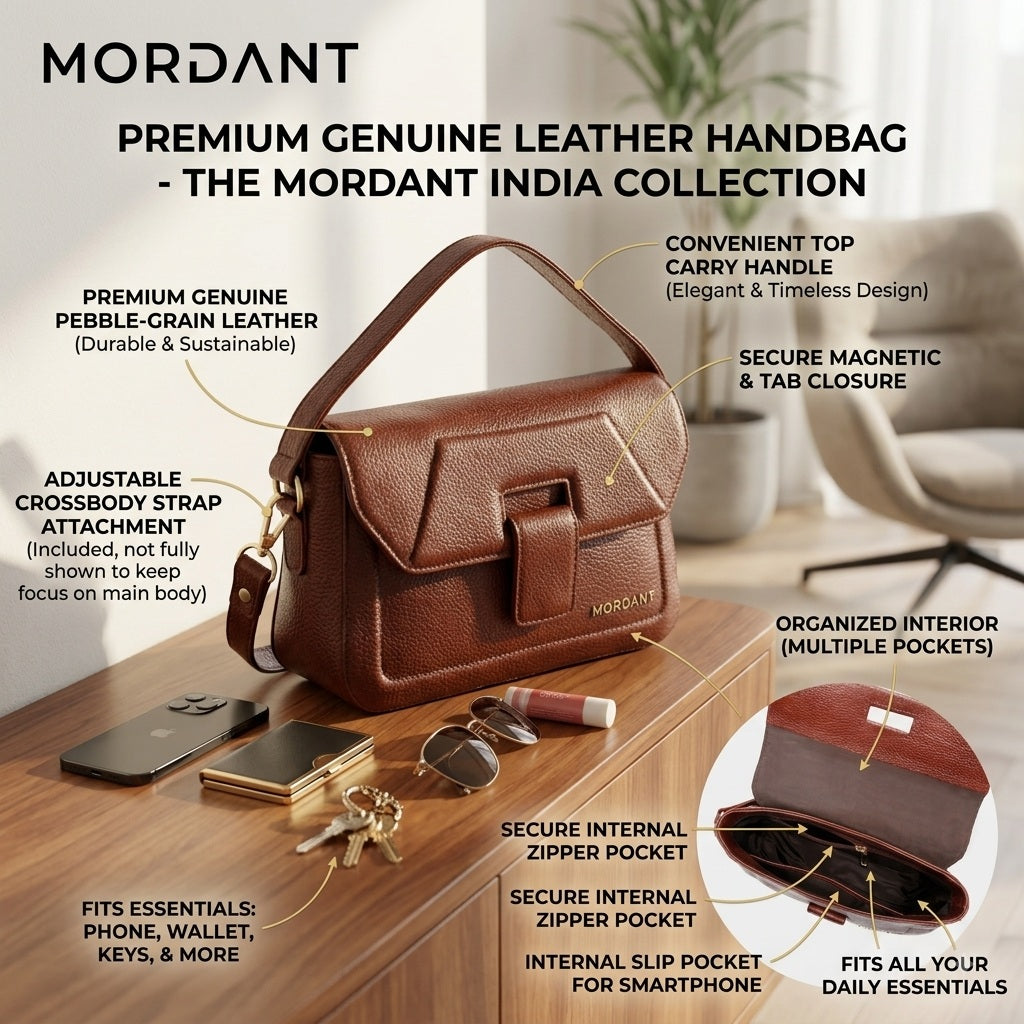 Mordant Brown Genuine Leather Crossbody Bag | Luxury Women's Handbag