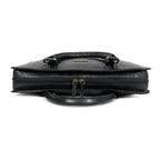 Black Crocodile-Patterned Leather Laptop Bag