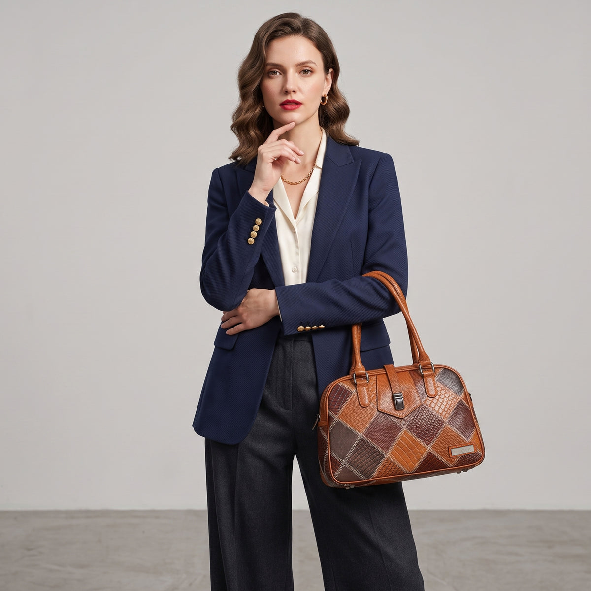 Artisanal Multi-Patchwork Genuine Leather Handbag |Mordant