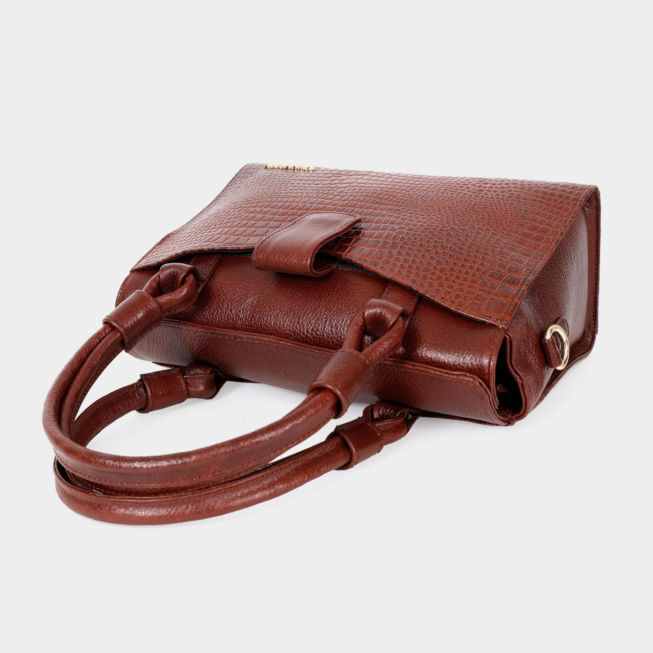 Women’s Brown Crocodile Embossed Leather Handbag | MORDANT