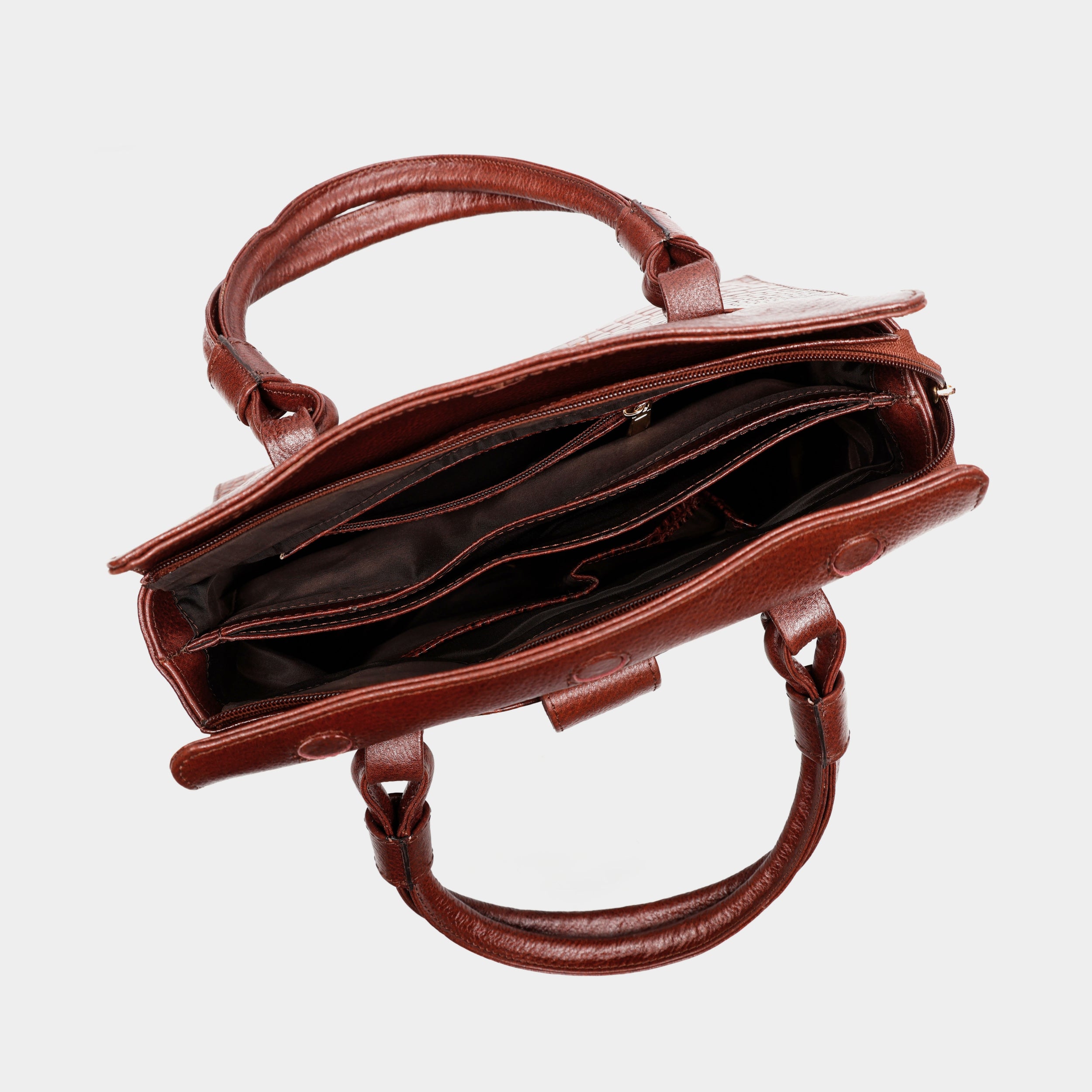 Women’s Brown Crocodile Embossed Leather Handbag | MORDANT